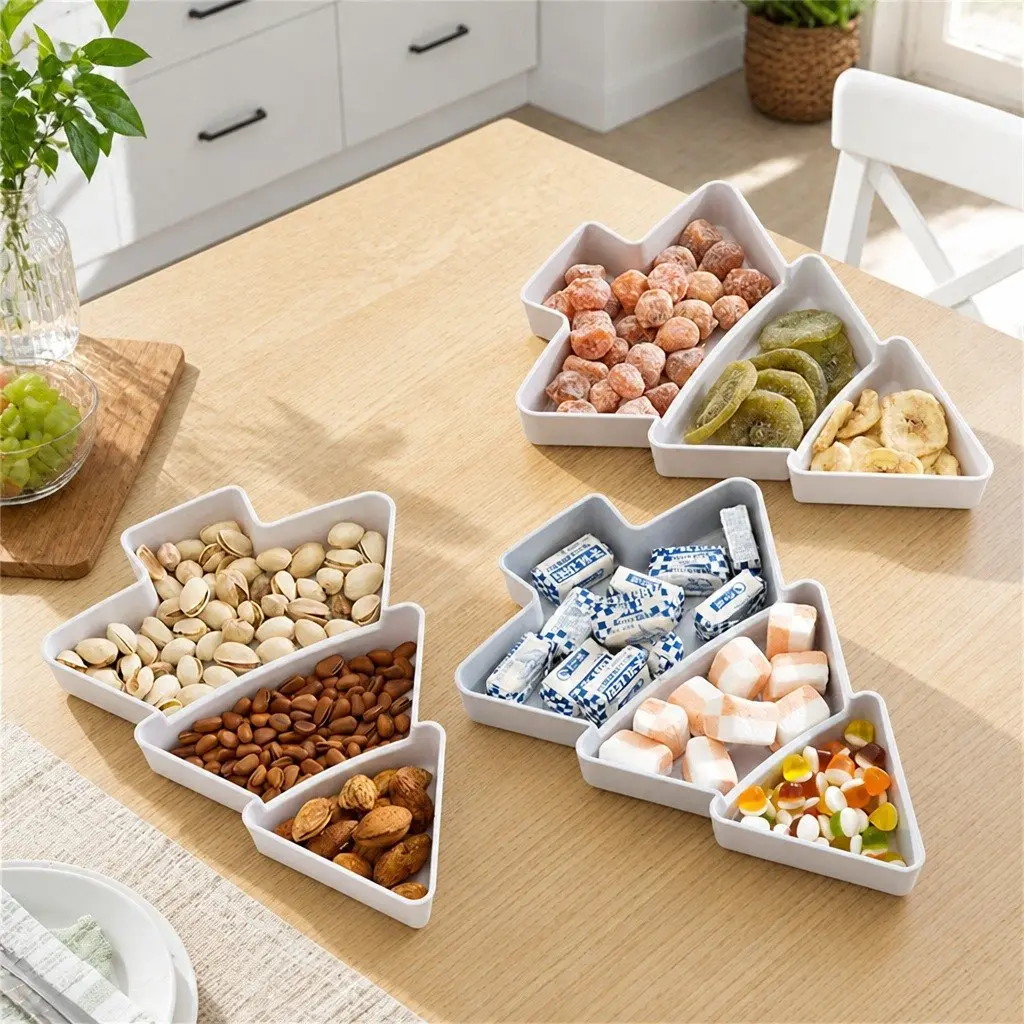Dried Fruit Tray Pink 25.5 X 18.5cm Multi-Grid Plastic Snack Box