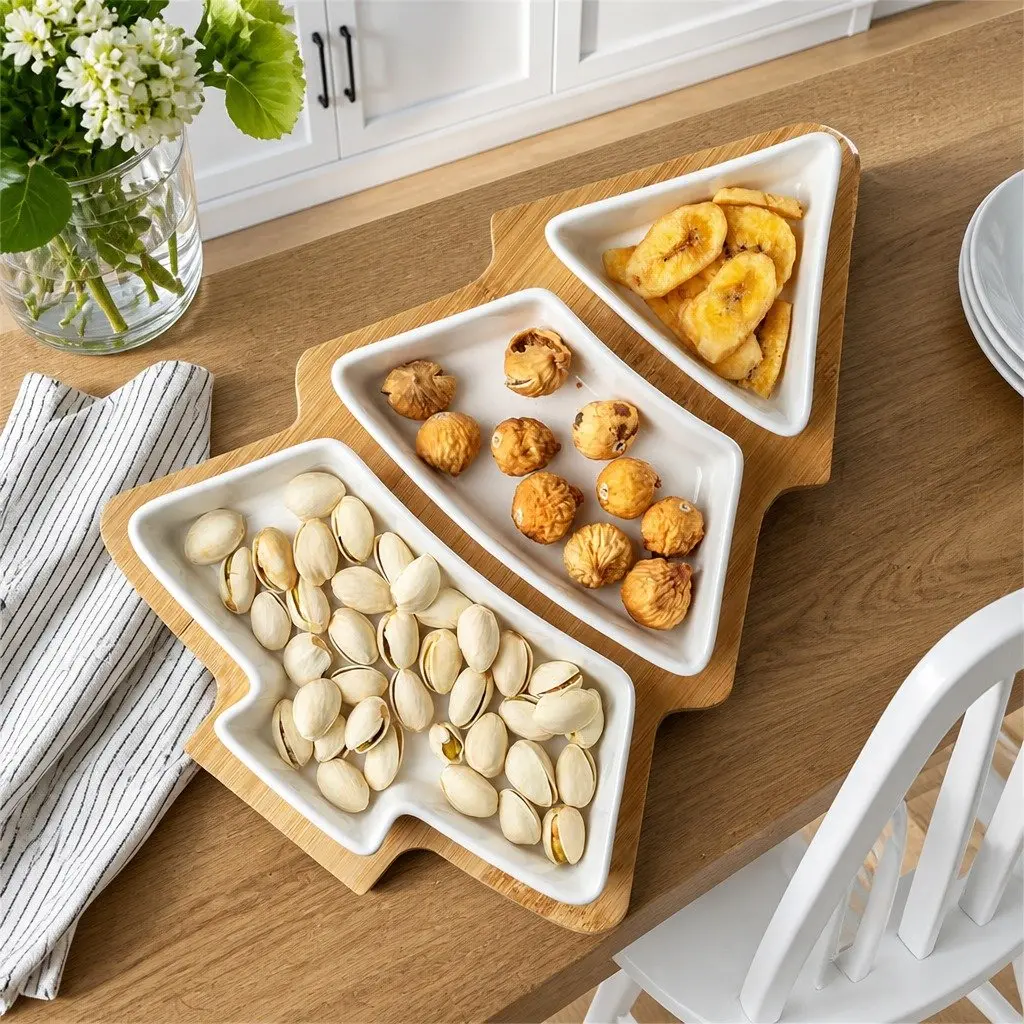 Dried Fruit Tray Pink 25.5 X 18.5cm Multi-Grid Plastic Snack Box