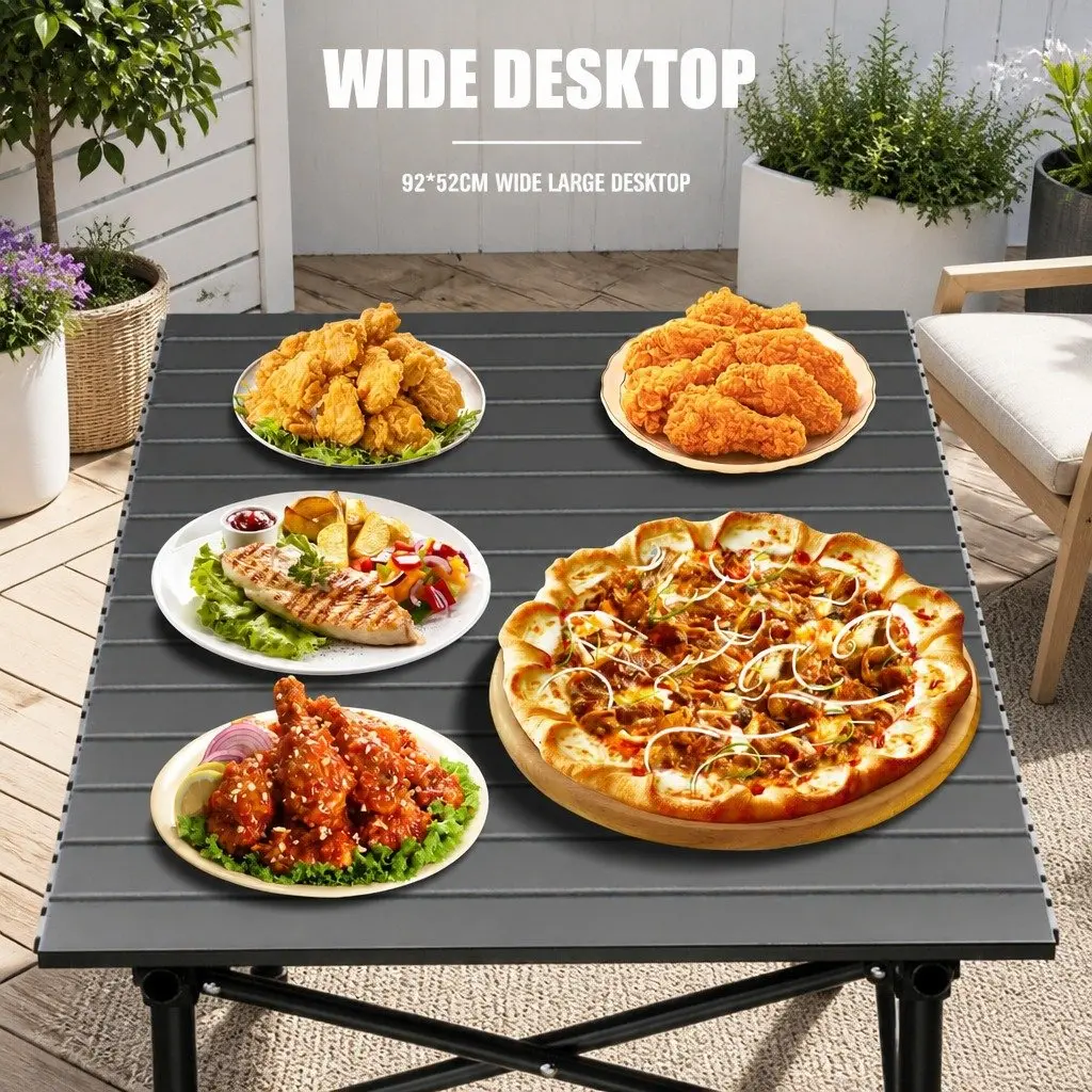 Folding Picnic Table Chairs Set Black Portable Lightweight Easy Set Up 5 Piece