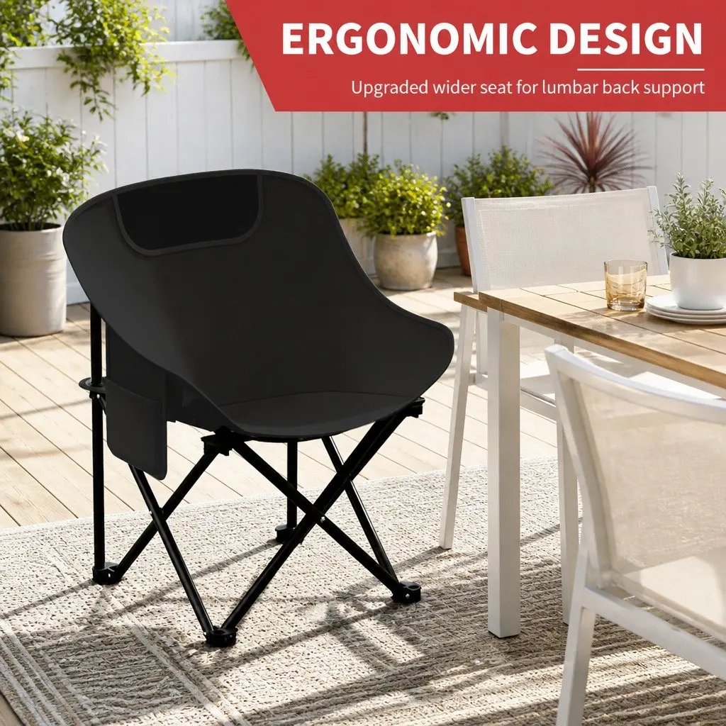 Folding Picnic Table Chairs Set Black Portable Lightweight Easy Set Up 5 Piece