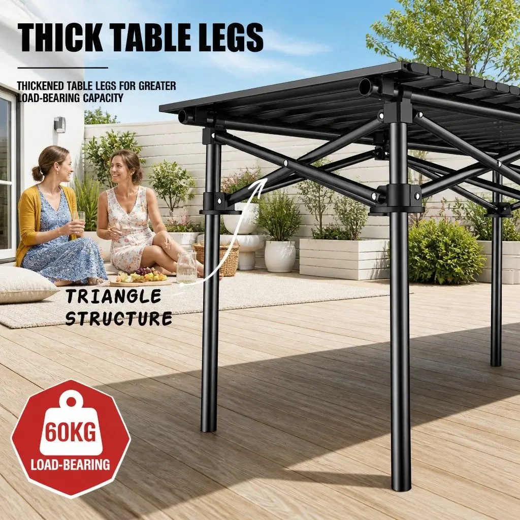 Folding Picnic Table Chairs Set Black Portable Lightweight Easy Set Up 5 Piece