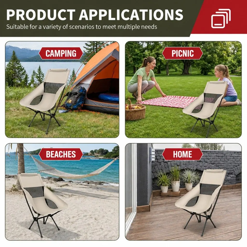 Foldable Moon Chair Lightweight Outdoor Camping Fishing Portable Seat