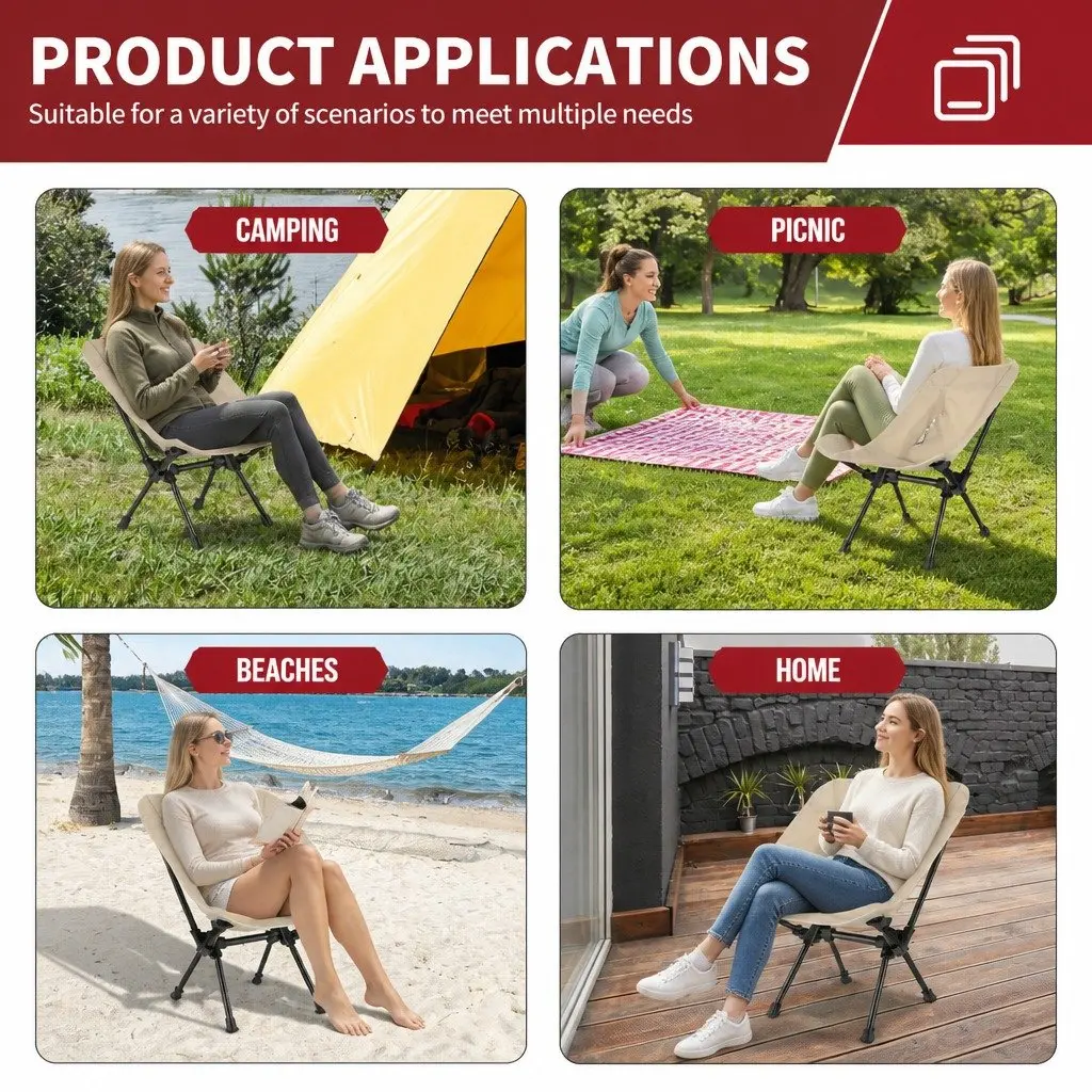 Outdoor Fishing Camping Moon Chair Foldable Portable Lightweight Seat Garden