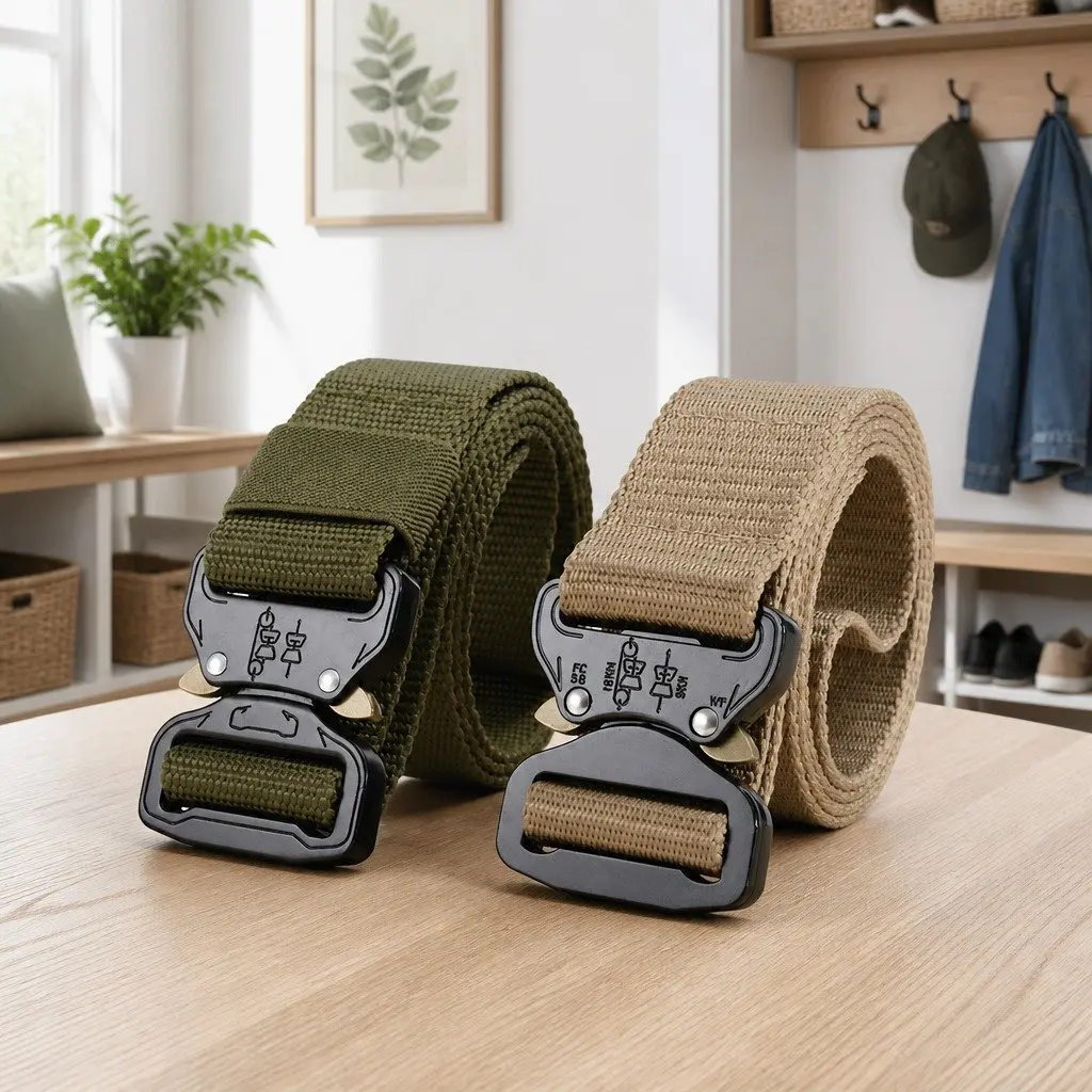 Men's Tactical Outdoor Belt Green 120x3.8cm Heavy-duty Metal Buckle