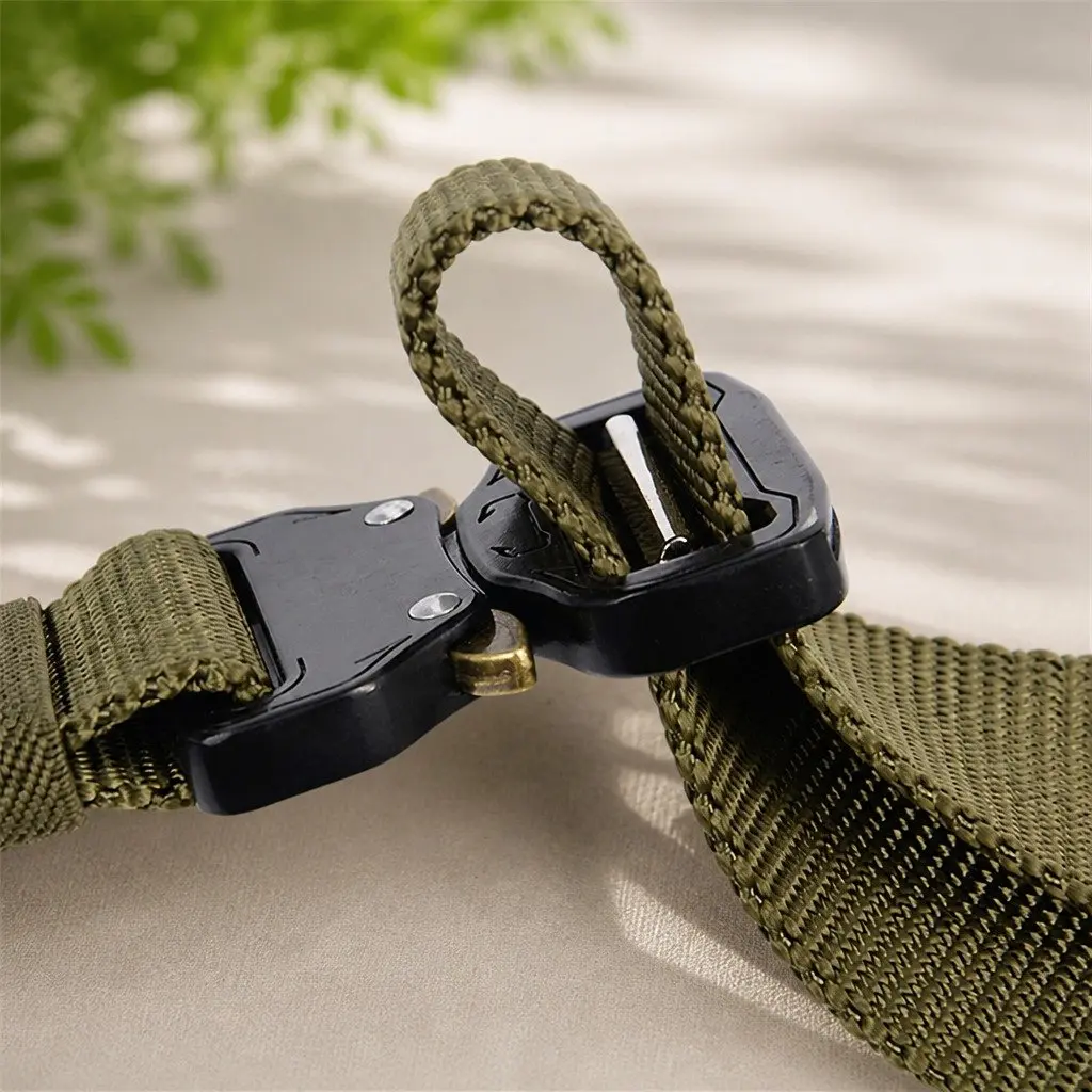 Men's Tactical Outdoor Belt Green 120x3.8cm Heavy-duty Metal Buckle