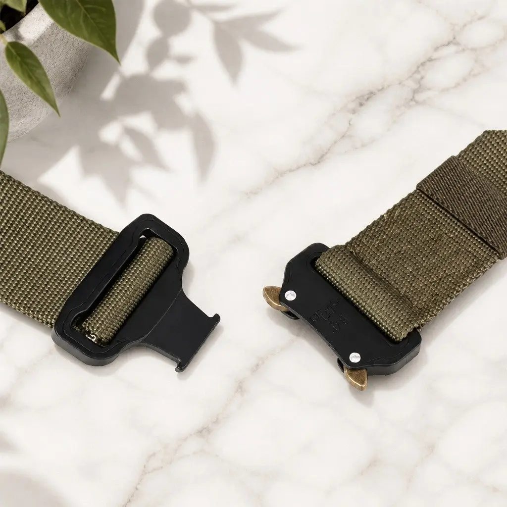 Men's Tactical Outdoor Belt Green 120x3.8cm Heavy-duty Metal Buckle