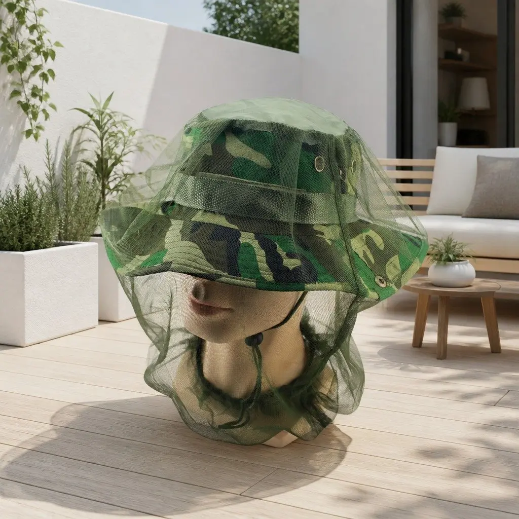 Mosquito Head Net Green 45X33cm Breathable Insect Mesh Hat Face Protector