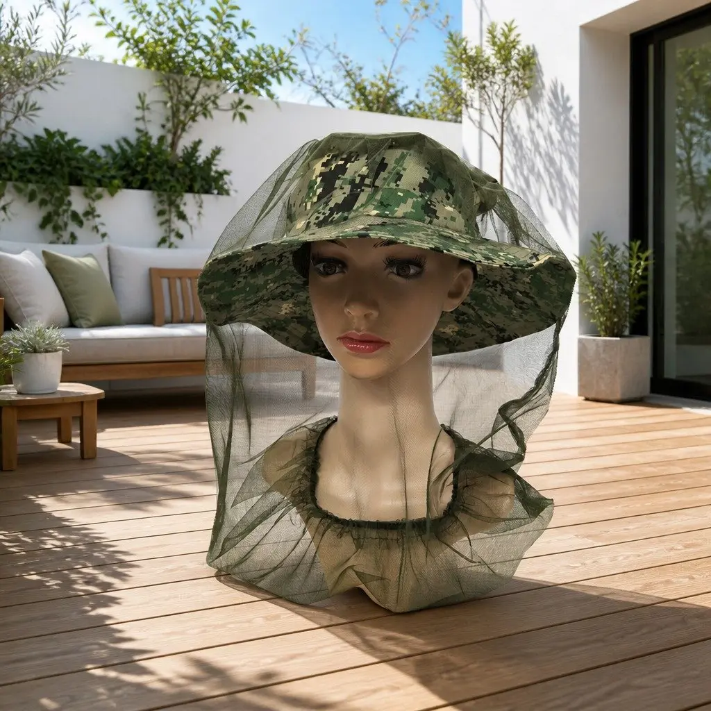 Mosquito Head Net Green 45X33cm Breathable Insect Mesh Hat Face Protector