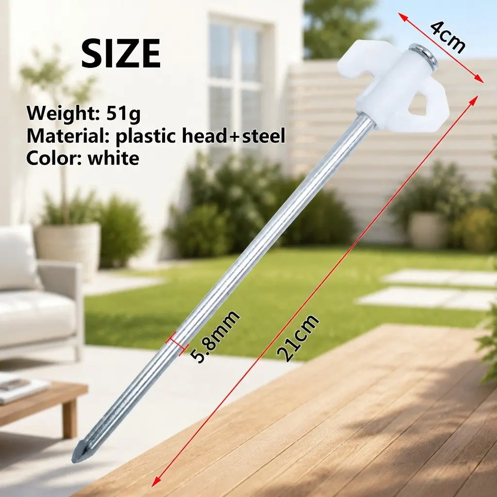Camping Tent Pegs White 20cm Windproof Reinforced Steel Luminous Glow in the Dark