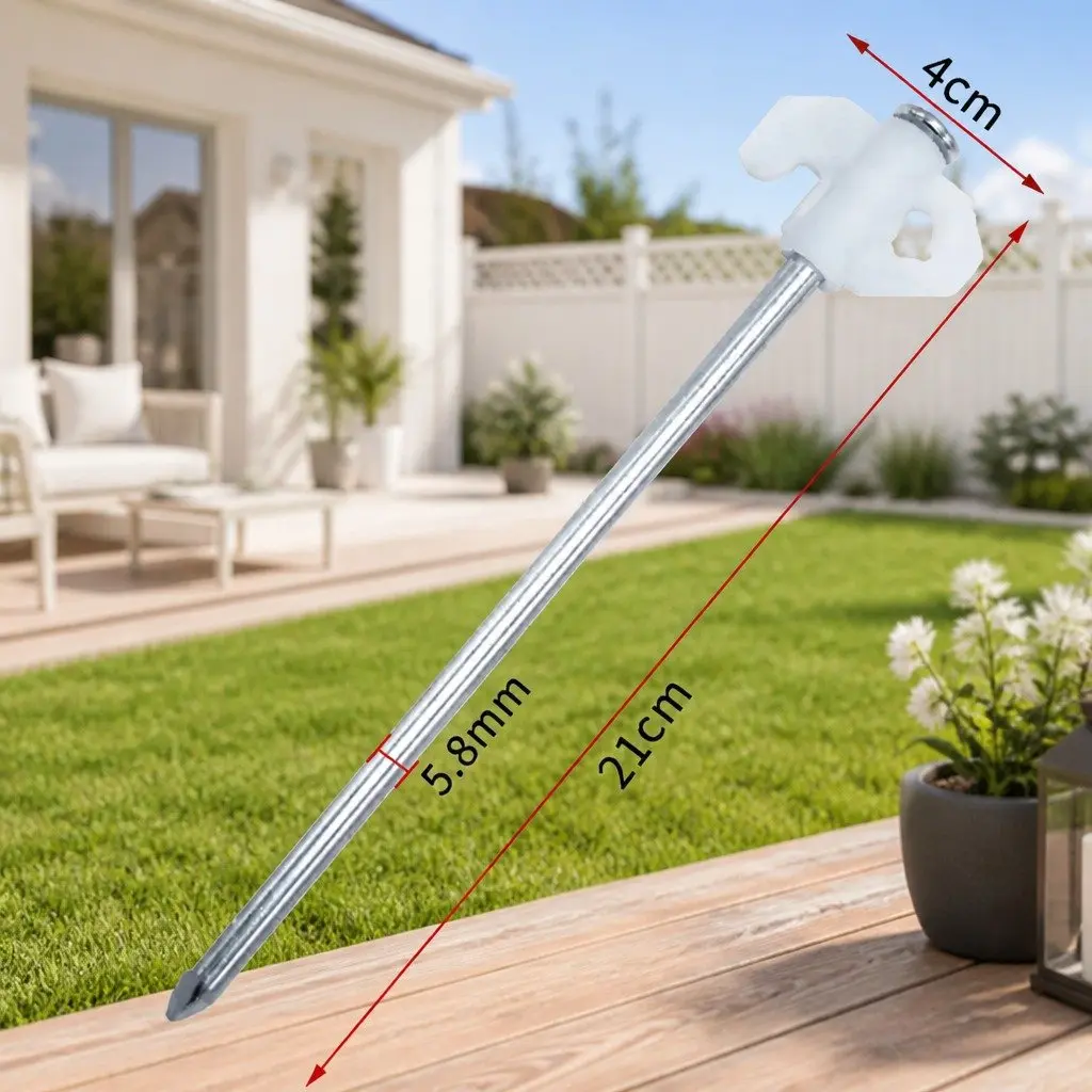 Camping Tent Pegs White 20cm Windproof Reinforced Steel Luminous Glow in the Dark