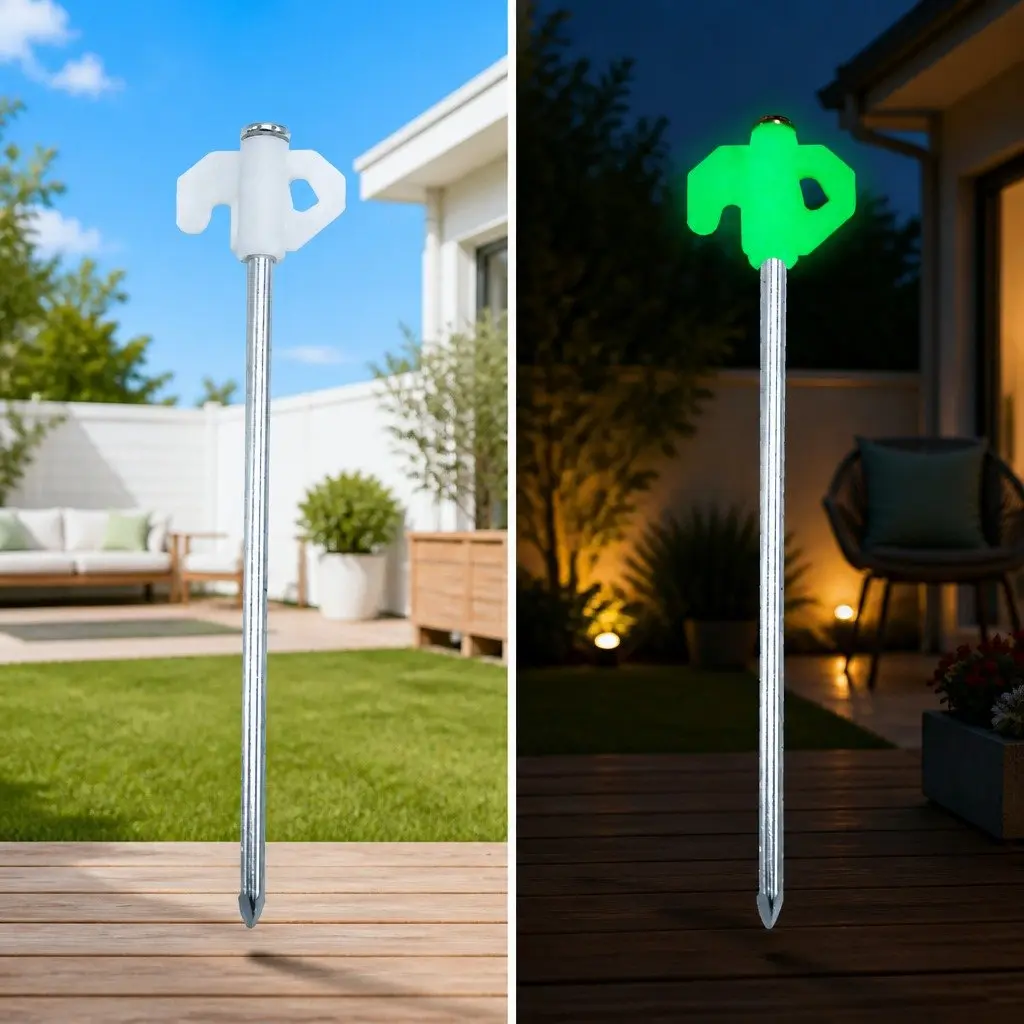 Camping Tent Pegs White 20cm Windproof Reinforced Steel Luminous Glow in the Dark