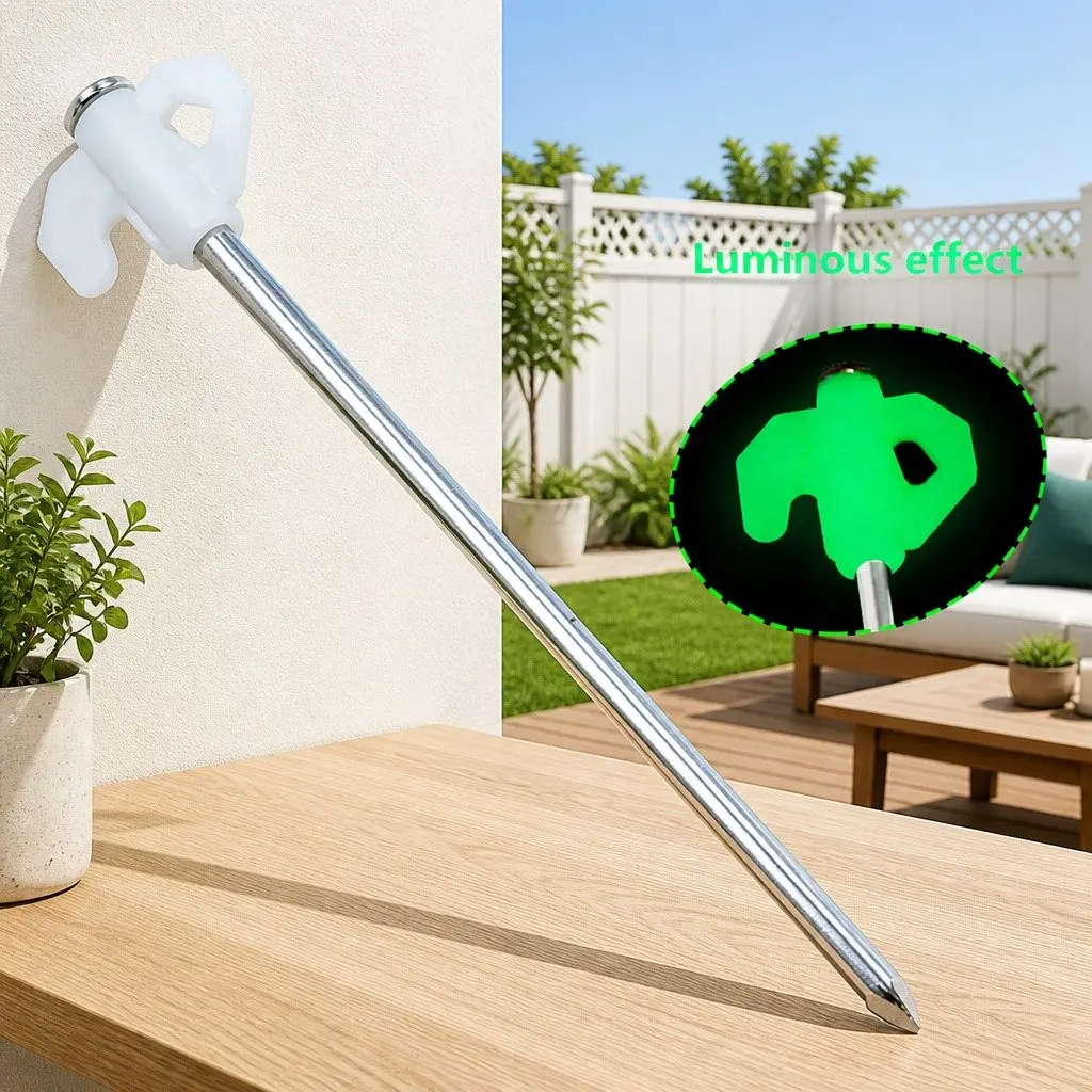 Camping Tent Pegs White 20cm Windproof Reinforced Steel Luminous Glow in the Dark