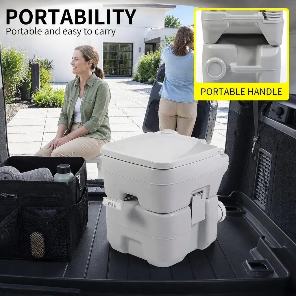 Portable Toilet Grey 41x35x41cm Mobile Flushing Anti-Odor