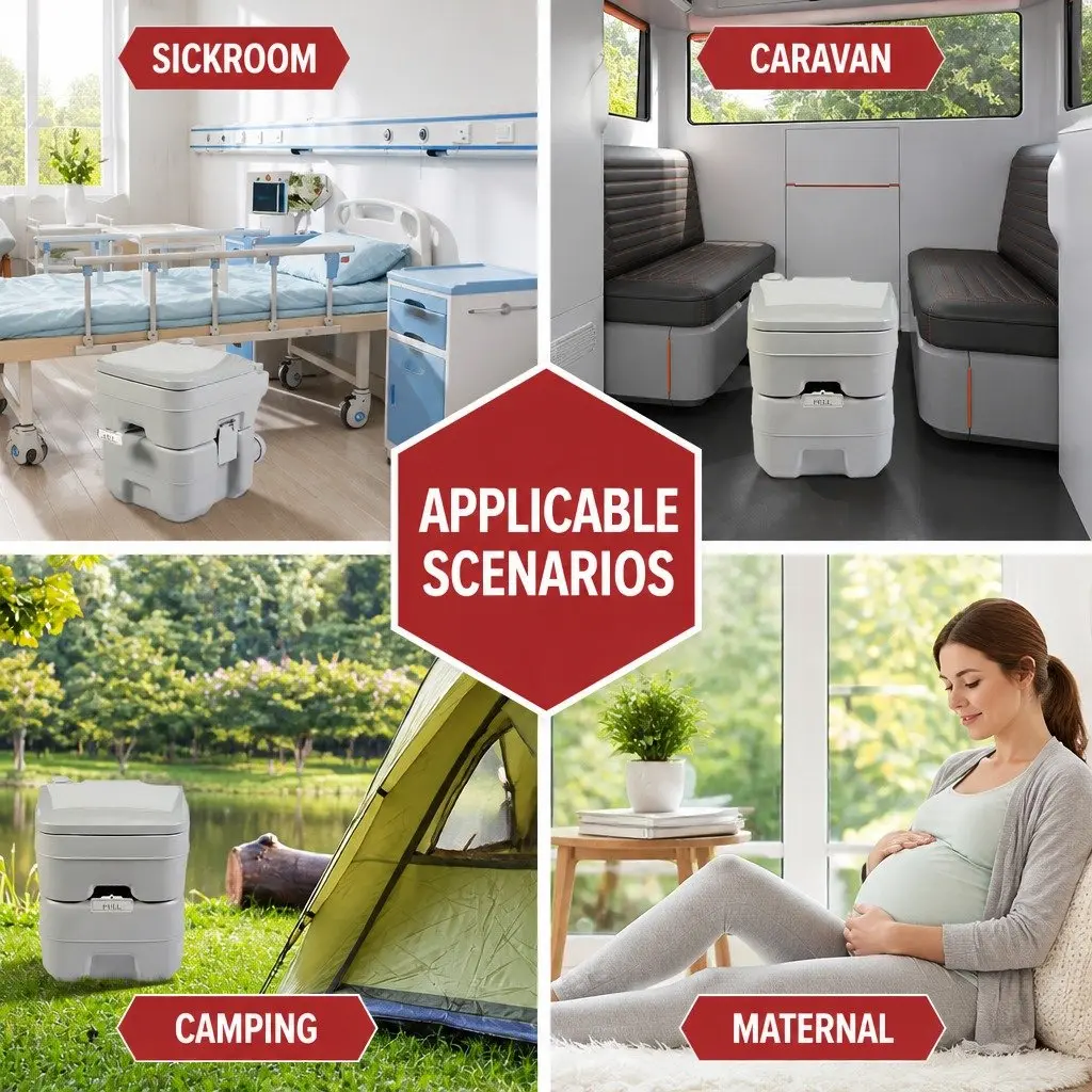 Portable Toilet Grey 41x35x41cm Mobile Flushing Anti-Odor