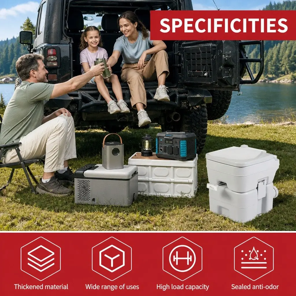 Portable Toilet Grey 41x35x41cm Mobile Flushing Anti-Odor