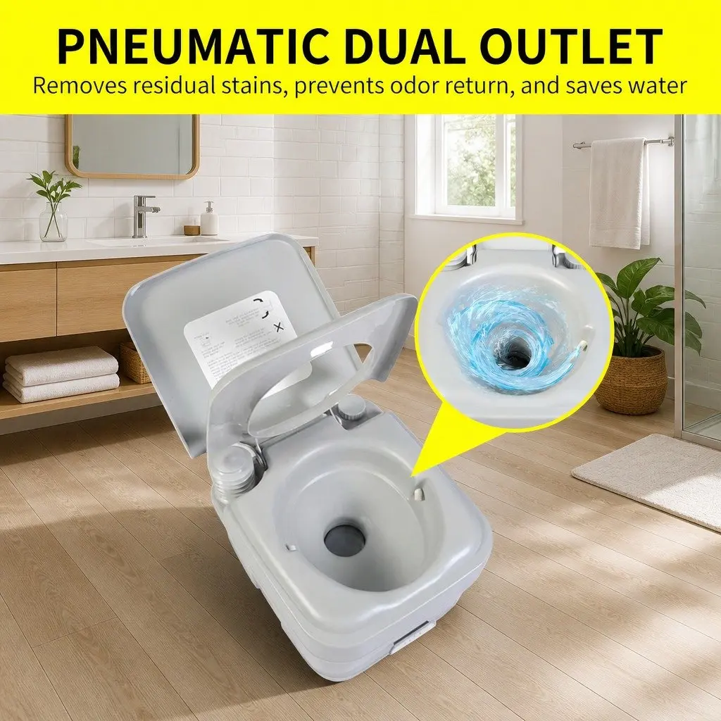 Portable Toilet Grey 41x35x41cm Mobile Flushing Anti-Odor