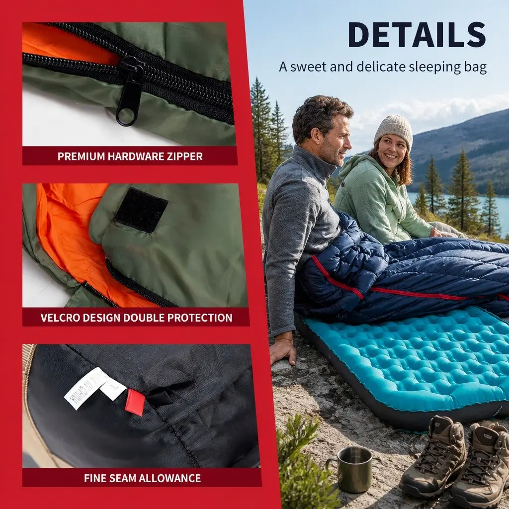 Outdoor Sleeping Bag Waterproof Envelope Rectangular Design Camping Quilt