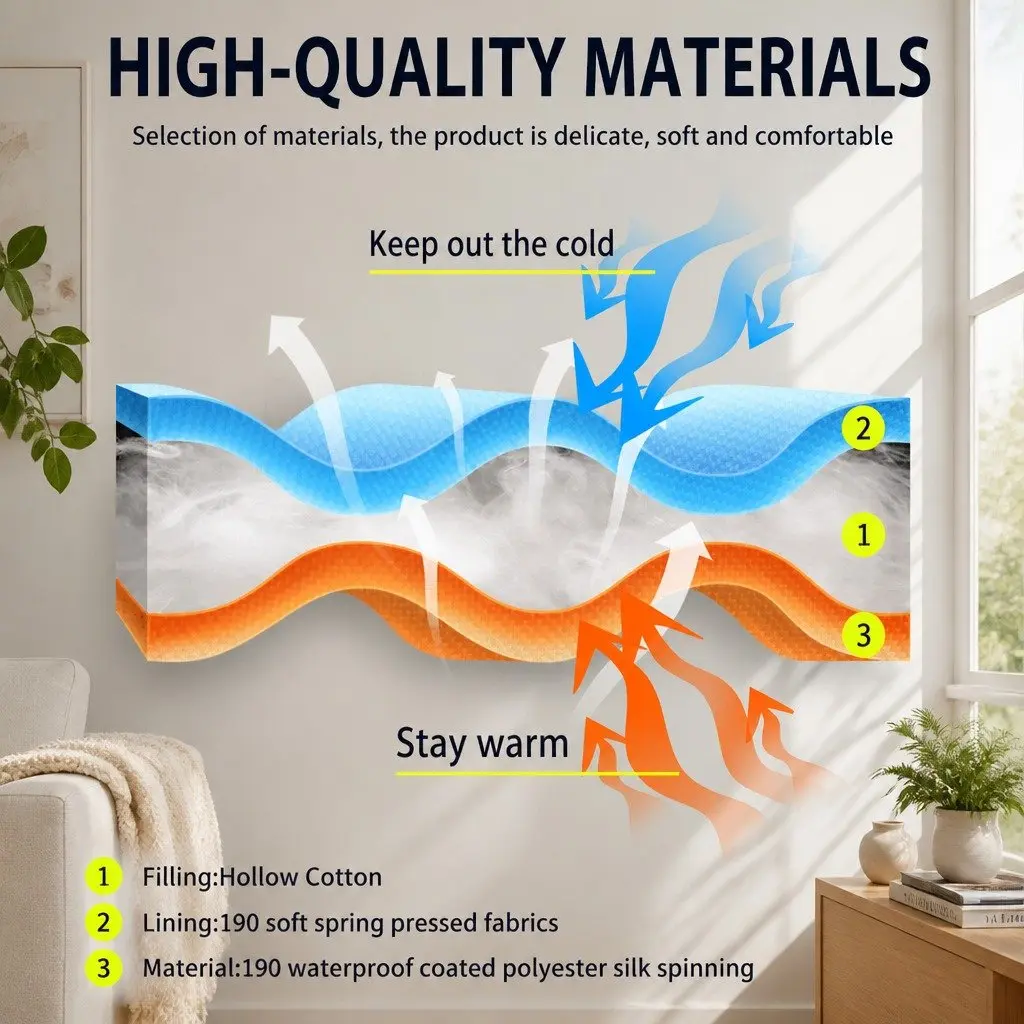 Envelope Sleeping Bag Outdoor Camping Rectangular Waterproof Seasonal Quilt Pad