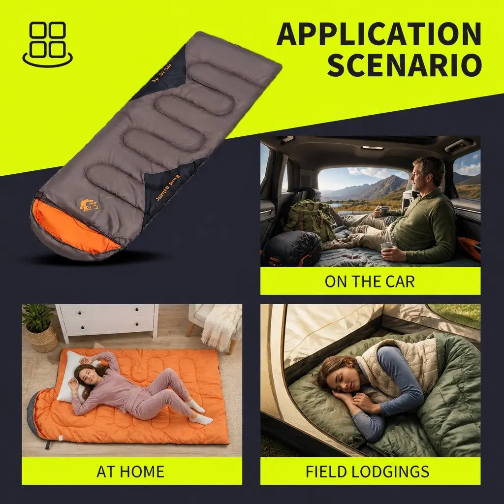Envelope Sleeping Bag Outdoor Camping Rectangular Waterproof Seasonal Quilt Pad