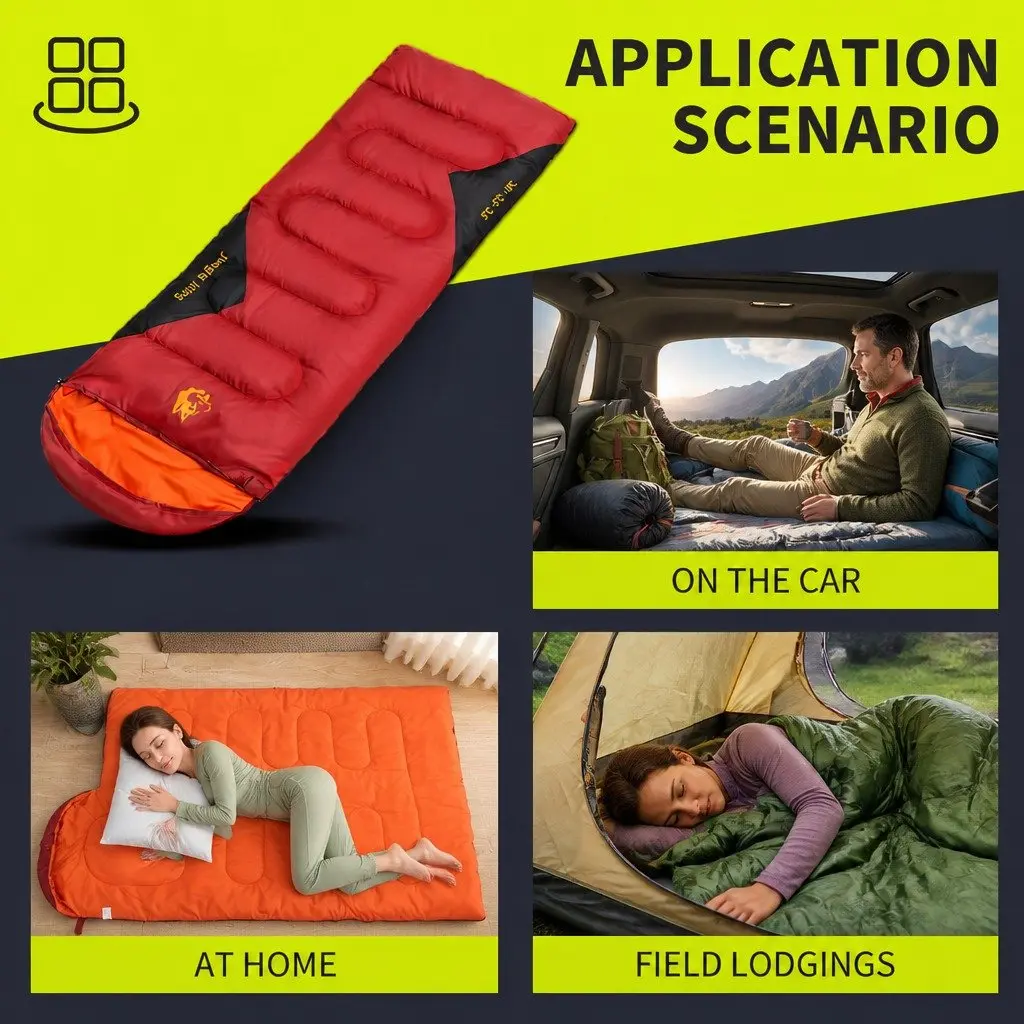 Rectangular Sleeping Bag Envelope Design Outdoor Camping Quilt Waterproof