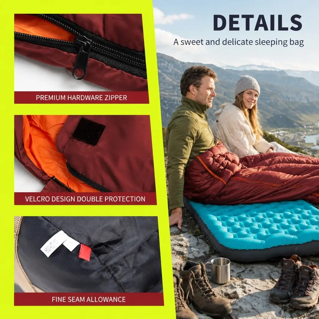 Rectangular Sleeping Bag Envelope Design Outdoor Camping Quilt Waterproof