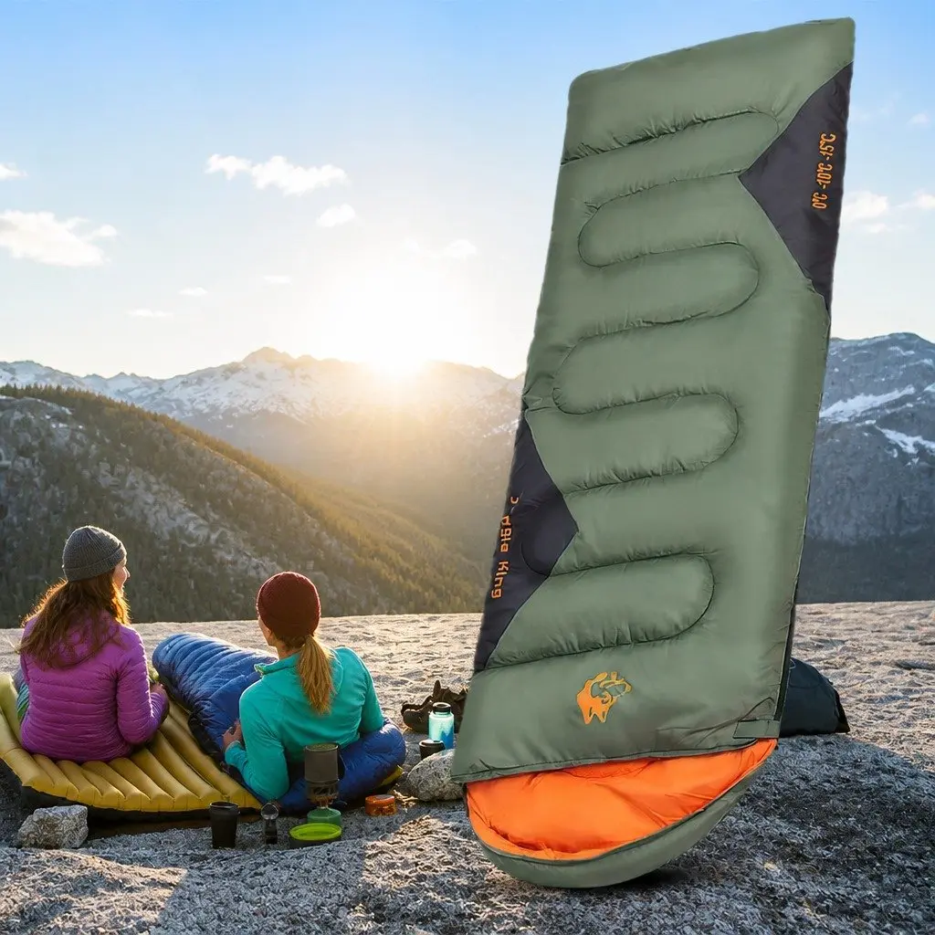 Rectangular Sleeping Bag Waterproof Envelope Design Camping Quilted Comfort