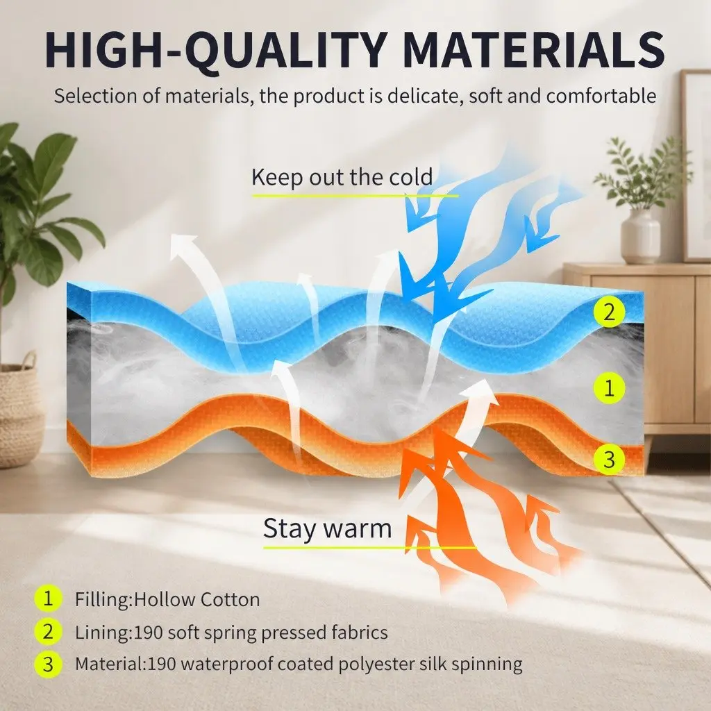 Rectangular Sleeping Bag Waterproof Envelope Design Camping Quilted Comfort
