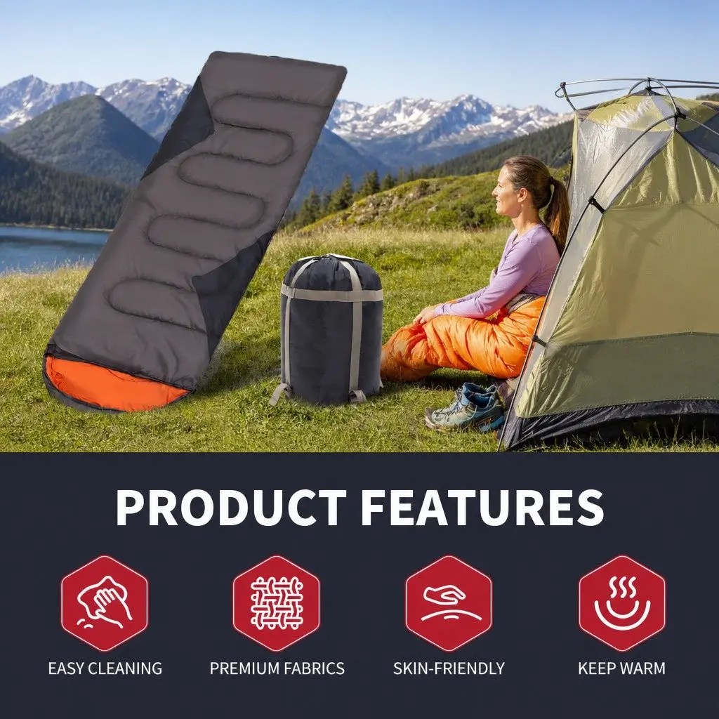 Outdoor Sleeping Bags Waterproof Envelope Design Rectangular Quilts Camping