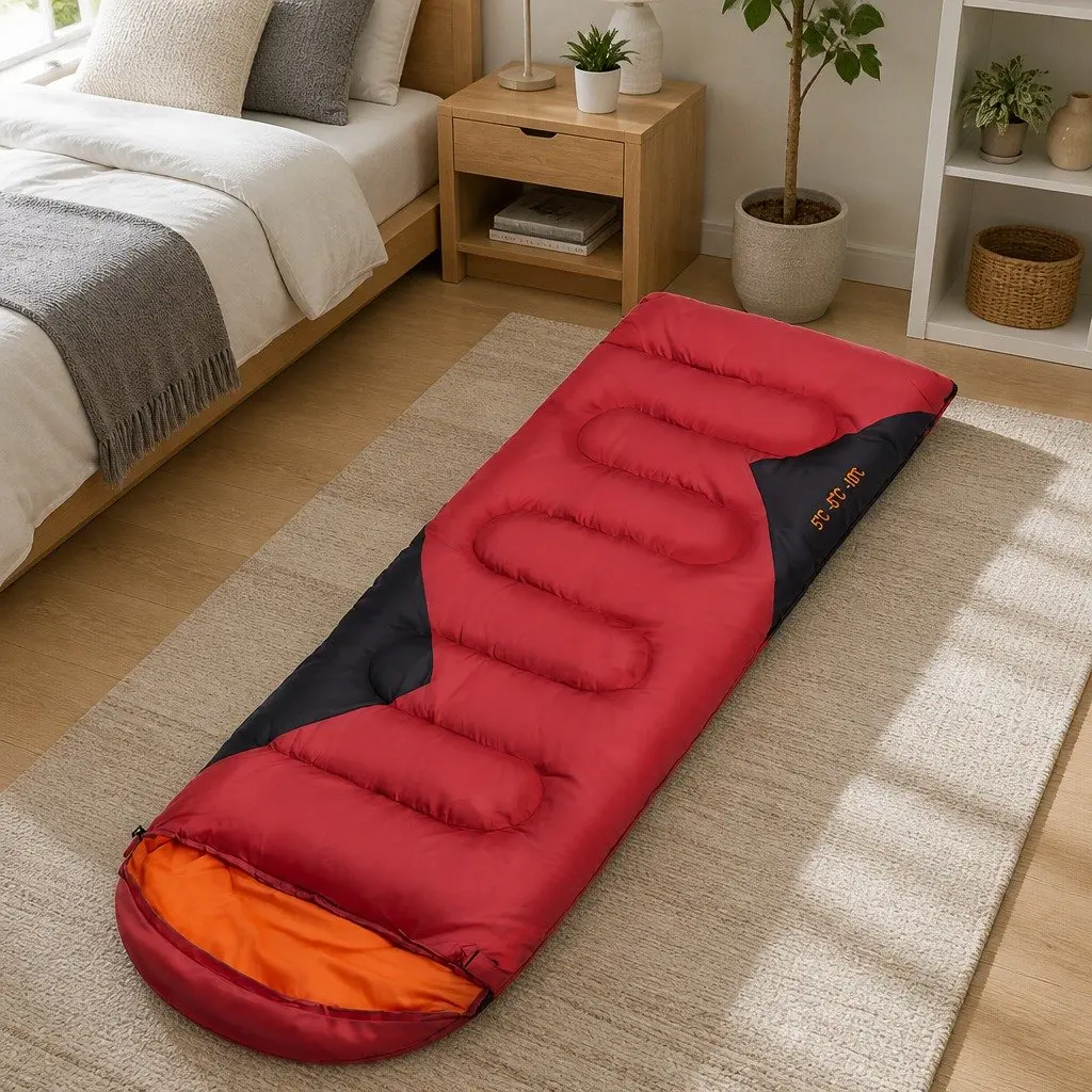 Sleeping Bag Rectangular Quilted Design Waterproof Envelope Camping Outdoor