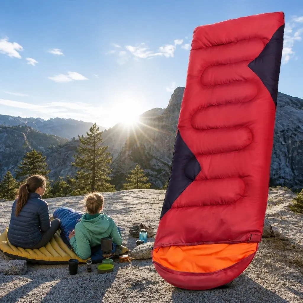 Sleeping Bag Rectangular Quilted Design Waterproof Envelope Camping Outdoor