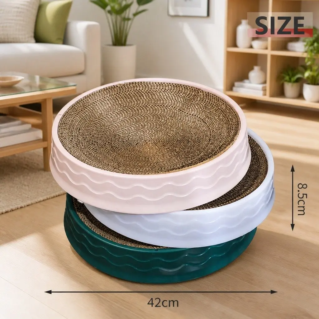 Cat Scratcher Green 42cm Ergonomic Curved Bowl Shape Wear-Resistant Corrugated Paper