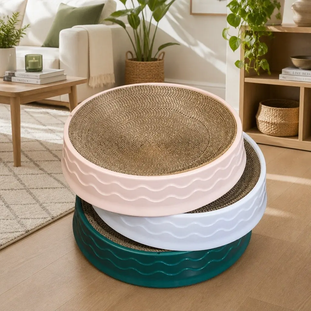 Cat Scratcher Green 42cm Ergonomic Curved Bowl Shape Wear-Resistant Corrugated Paper