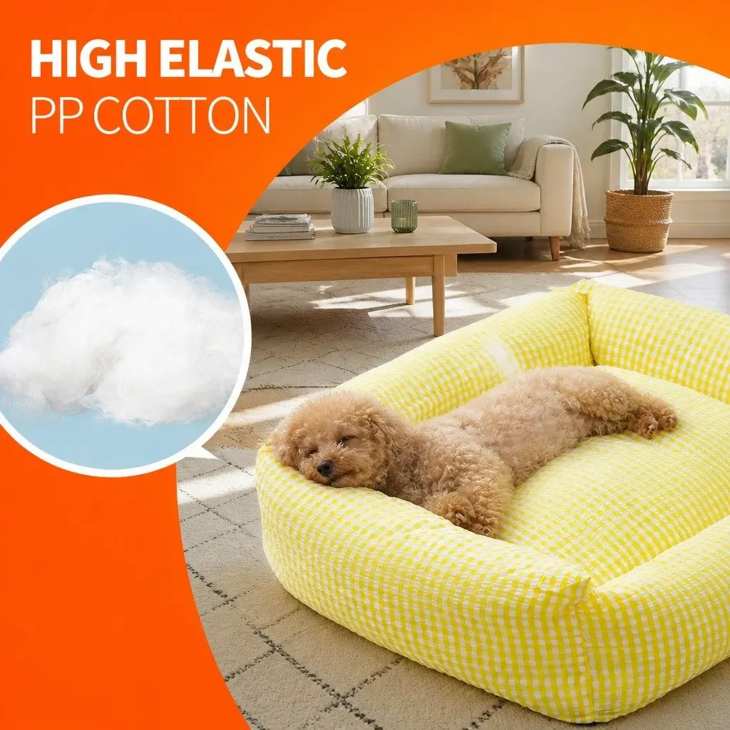 Pet Bed Yellow Square Removable Washable Cushion for Dogs Cats