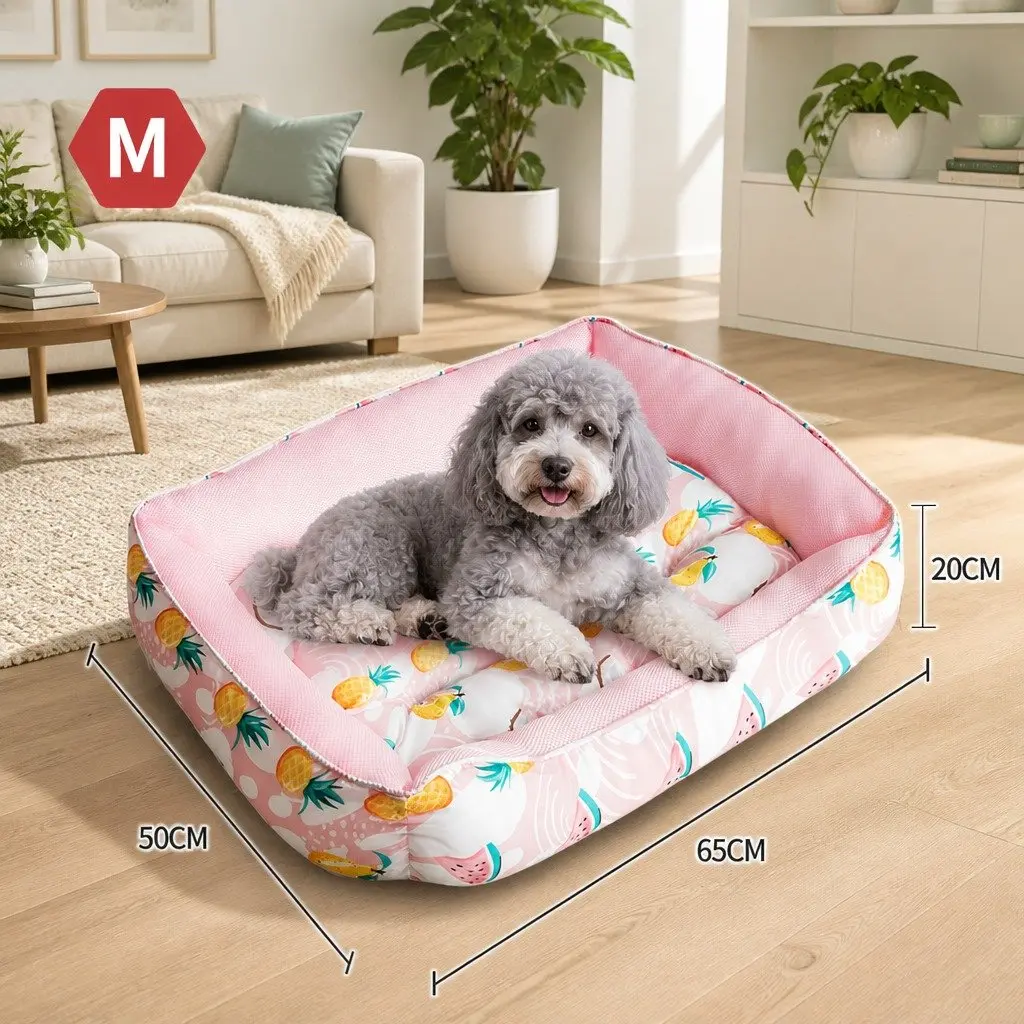 Pet Cooling Pad Pink Medium Waterproof Breathable Mesh Fabric for Dogs Cats Puppies