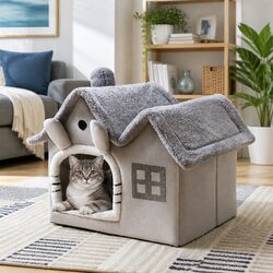 Removable Washable Pet Tent Double Roof Dog Cat Bed Soft Warm Shelter Indoor