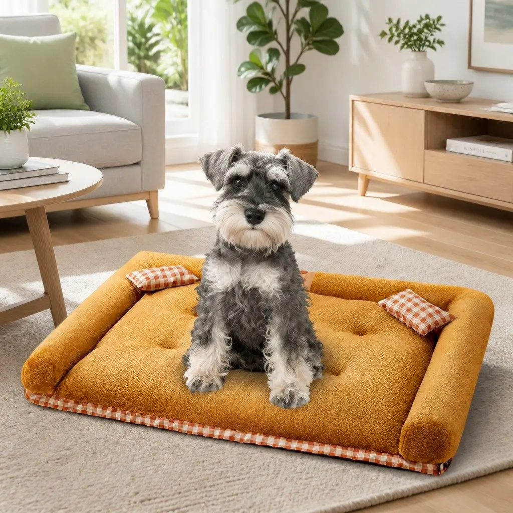Pet Dog Cat Calming Bed Sleeping Kennel Super Soft Mat Warm Detachable Nest Pad