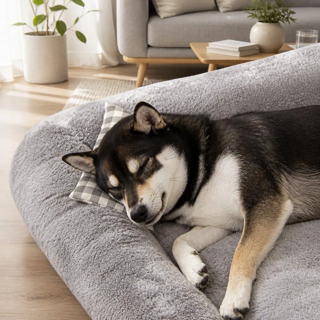 Dog Bed Grey Medium Removable Washable Thickened Sponge PP Cotton Filling