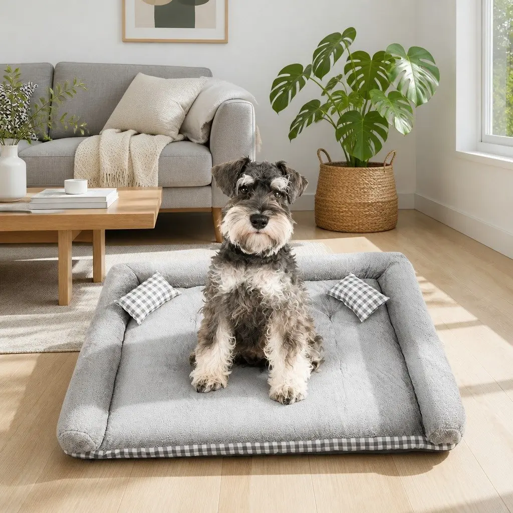 Dog Bed Grey Medium Removable Washable Thickened Sponge PP Cotton Filling