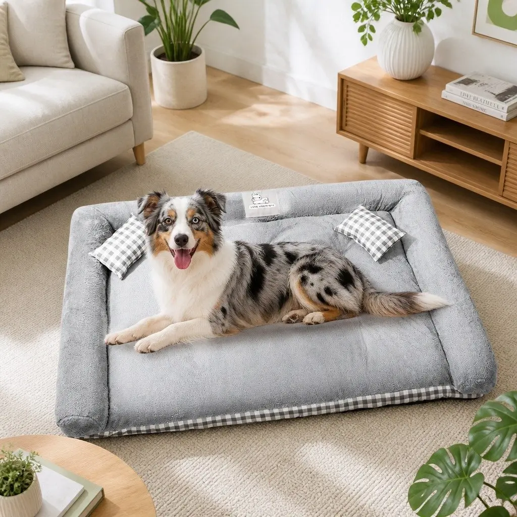 Dog Bed Grey XL Removable Washable Thickened Sponge PP Cotton Filling