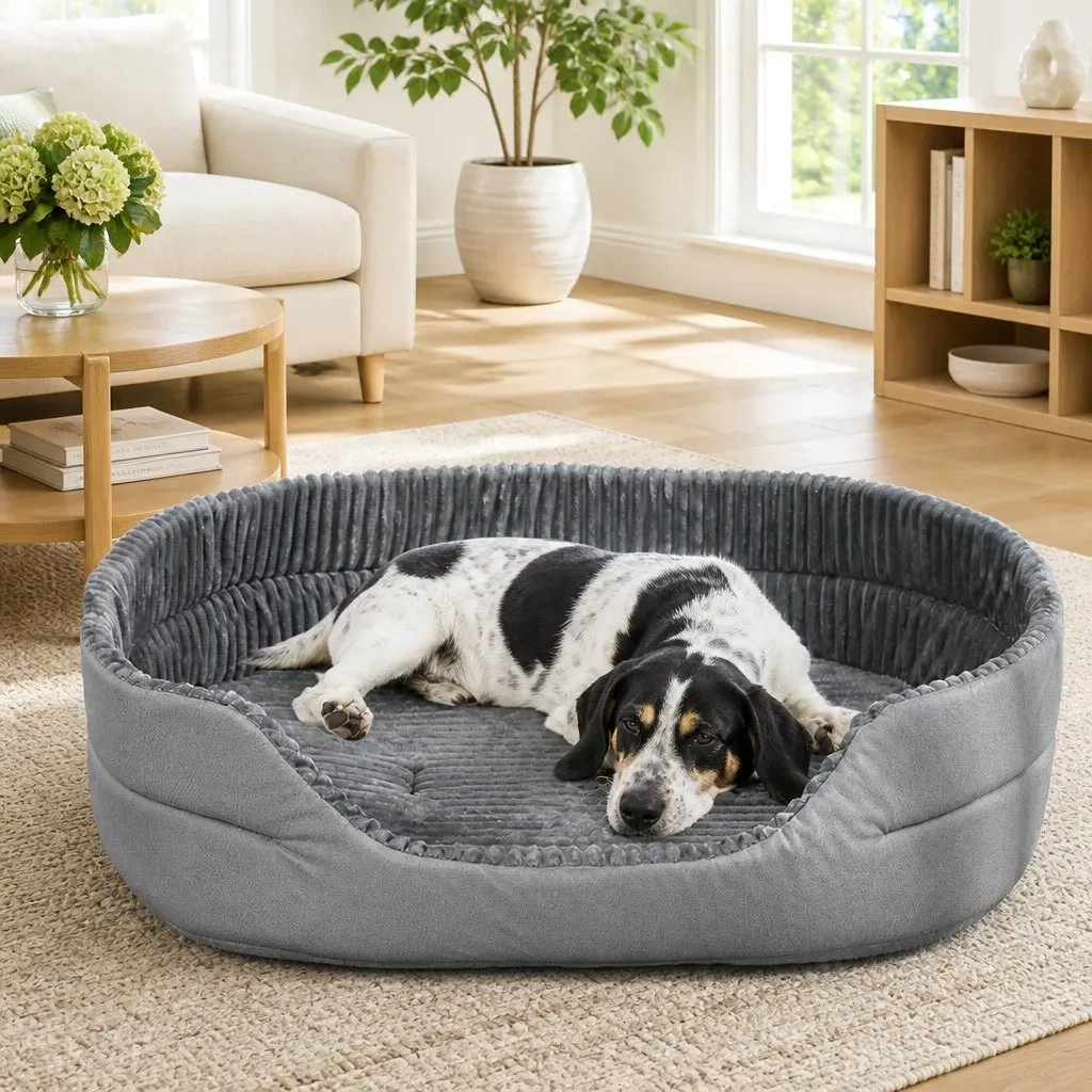 Pet Bed Grey 65x50x20cm Soft Warm Sleeping Sofa Nesting Mat Portable Washable