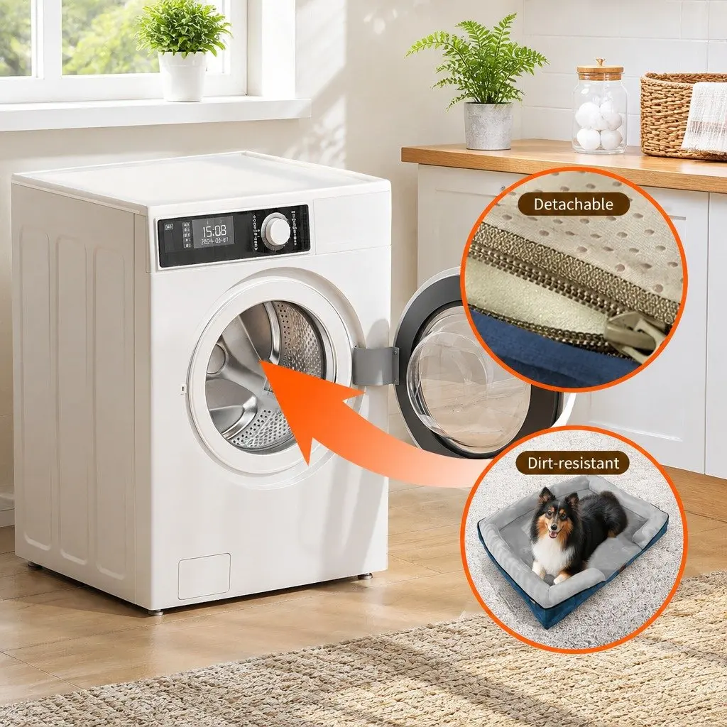 Dog Bed Grey M Three-Sided Cushion Support