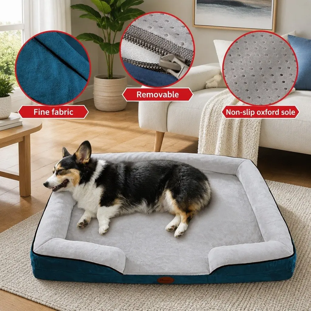Dog Bed Grey M Three-Sided Cushion Support