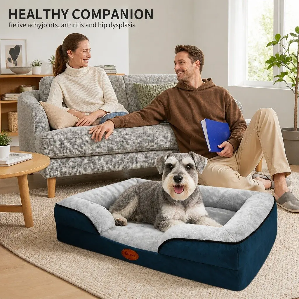 Dog Bed Grey M Three-Sided Cushion Support
