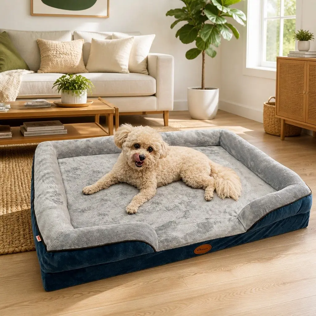 Dog Sofa Bed Grey S Orthopedic Three-Sided Padding