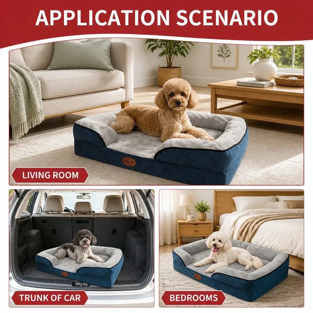 Dog Sofa Bed Grey S Orthopedic Three-Sided Padding