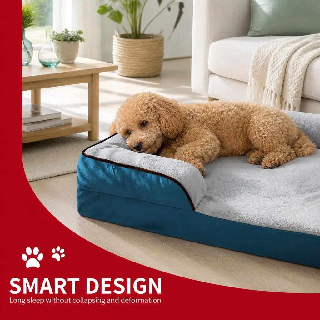 Dog Sofa Bed Grey S Orthopedic Three-Sided Padding
