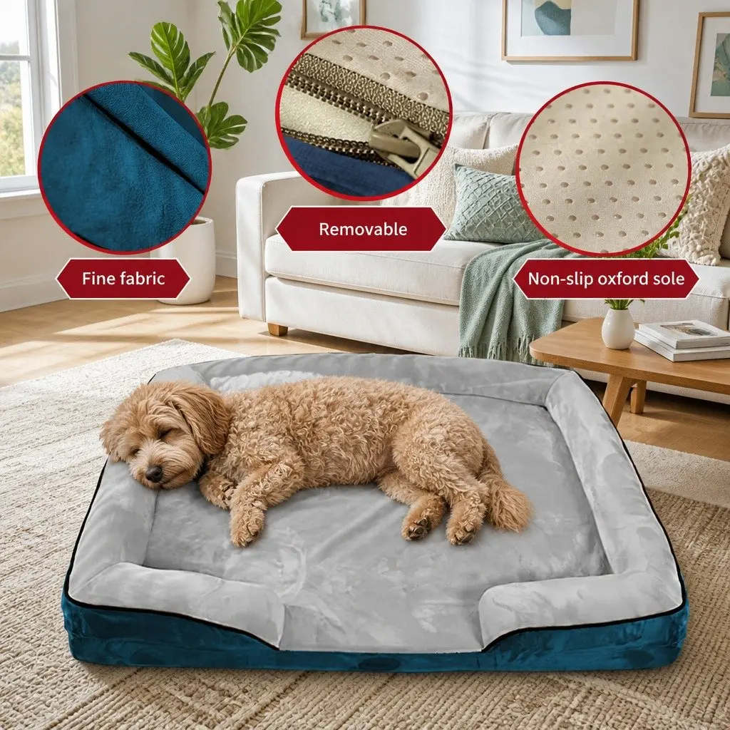 Dog Sofa Bed Grey S Orthopedic Three-Sided Padding