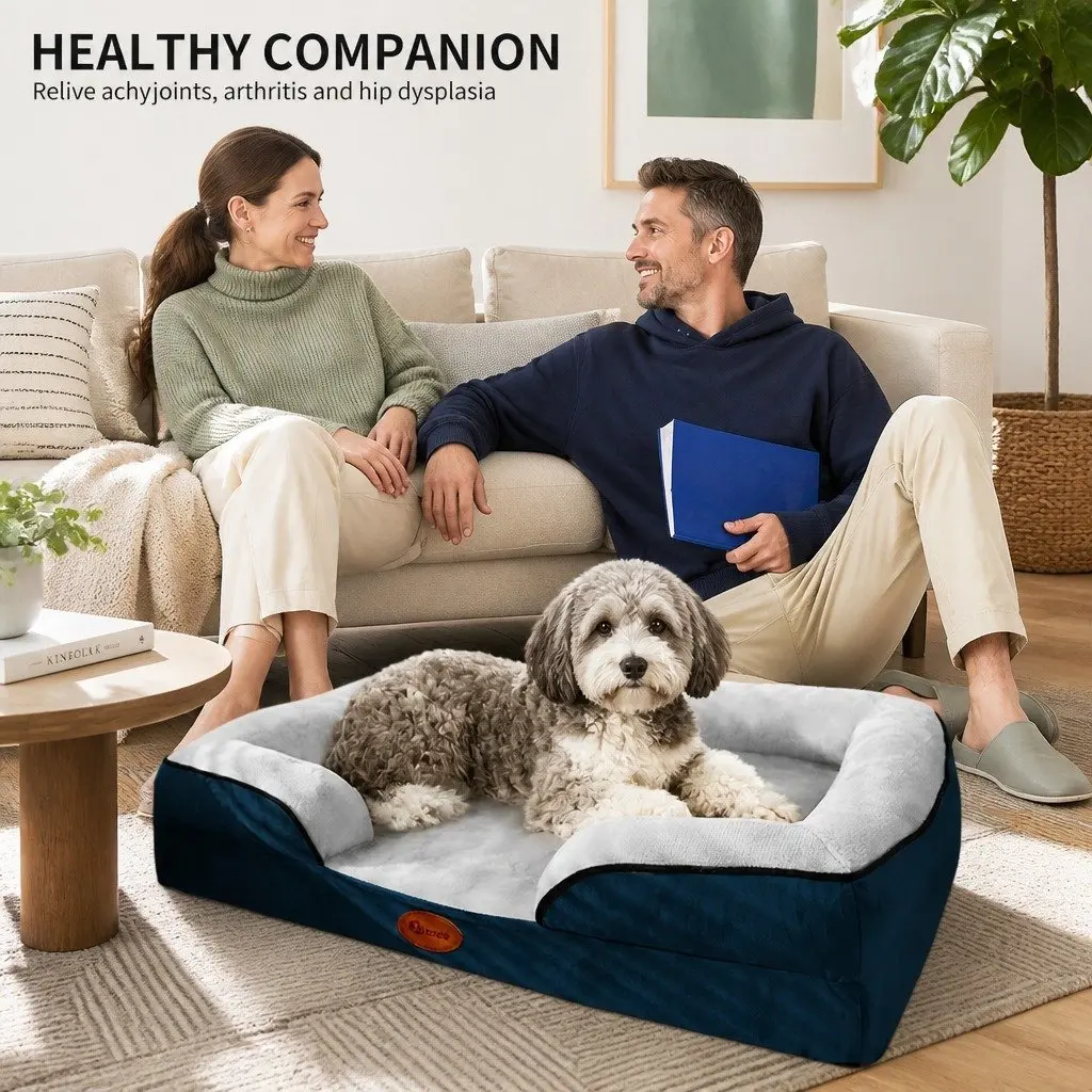 Dog Sofa Bed Grey S Orthopedic Three-Sided Padding