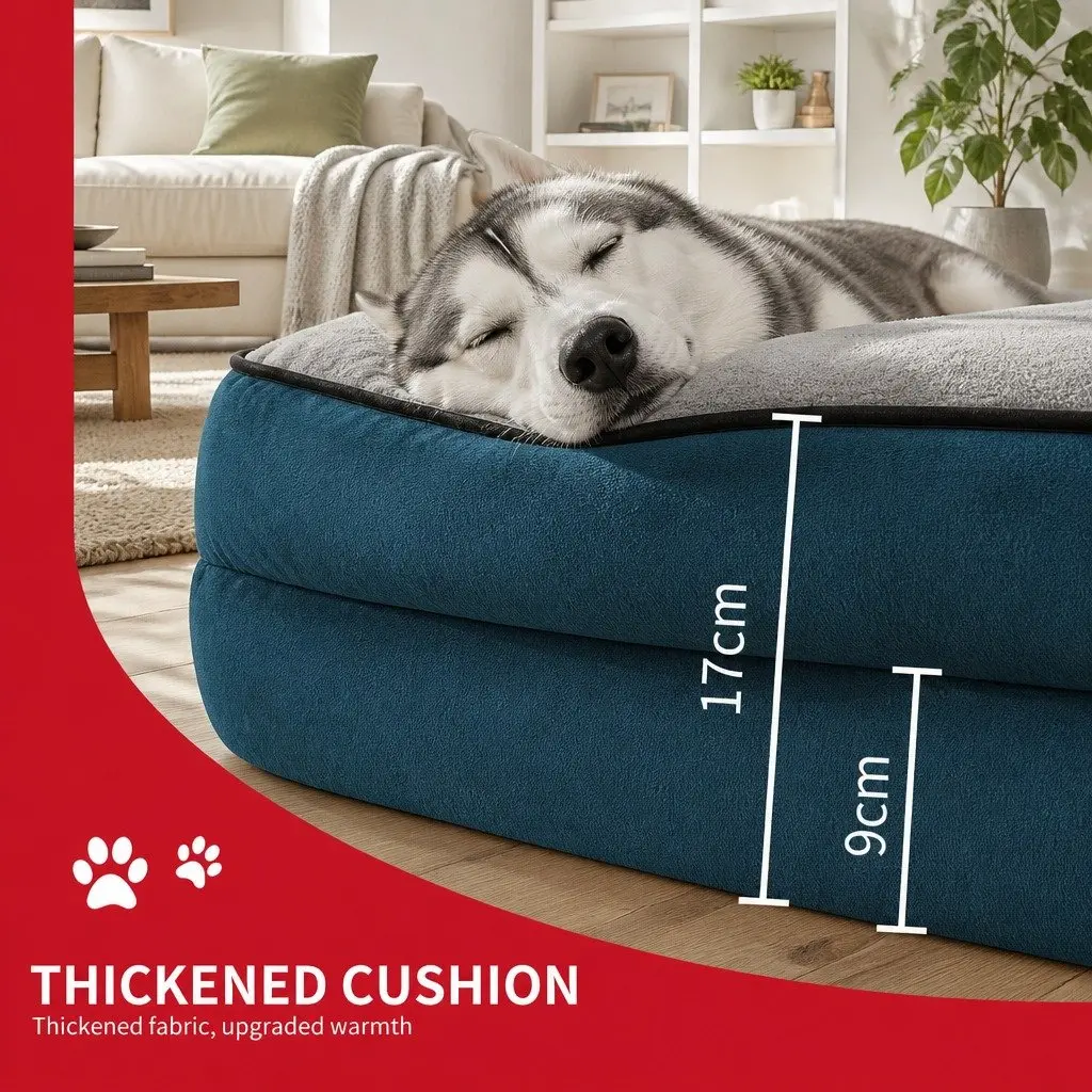 Dog Bed Grey XL Thickened Sponge Cushion Three Sided Support
