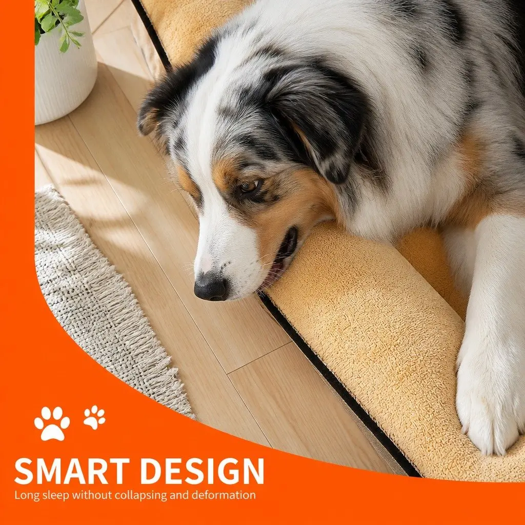 Dog Sofa Bed Yellow Large Thickened Padding Deep Sleep Three-Sided Support